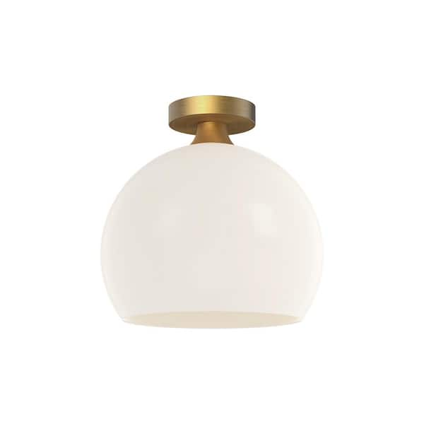 ALORA MOOD Castilla 12 in. 1 Light 60-Watt Aged Gold/Opal Matte Glass ...