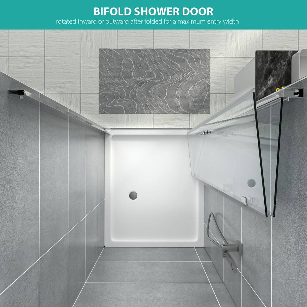 30" x 72" Chrome Semi-Frameless Bi-Fold Shower Door with Clear Glass