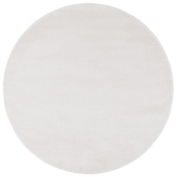 Penelope Shag Ivory 7 ft. x 7 ft. Modern Solid Round Area Rug