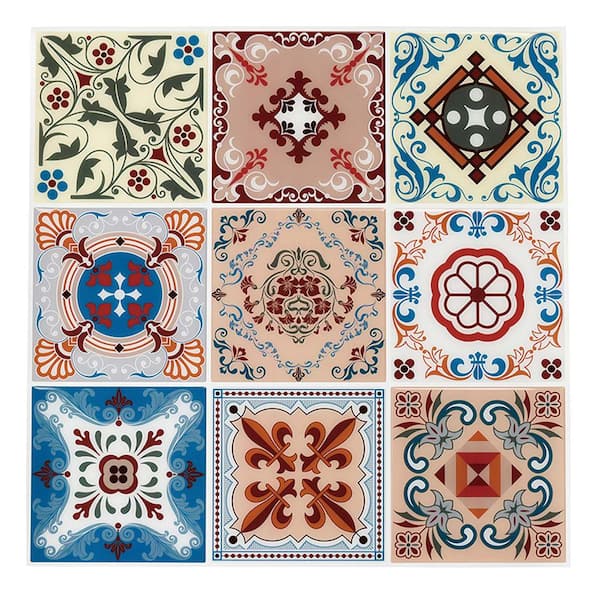 11.8 in. W x 11.8 in. L Vinyl Peel and Stick Backsplash Tile, Mosaic Wall Tiles, 10-Pack (9.7 sq. ft.)