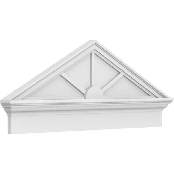 Ekena Millwork 2-3/4 in. x 42 in. x 17-3/8 in. (Pitch 6/12) Peaked Cap 3-Spoke Architectural Grade PVC Combination Pediment Moulding