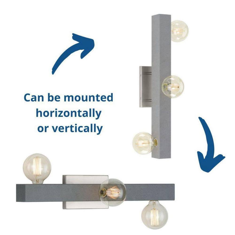 Mill Beam Brushed Nickel 3-Light Industrial Bath Vanity