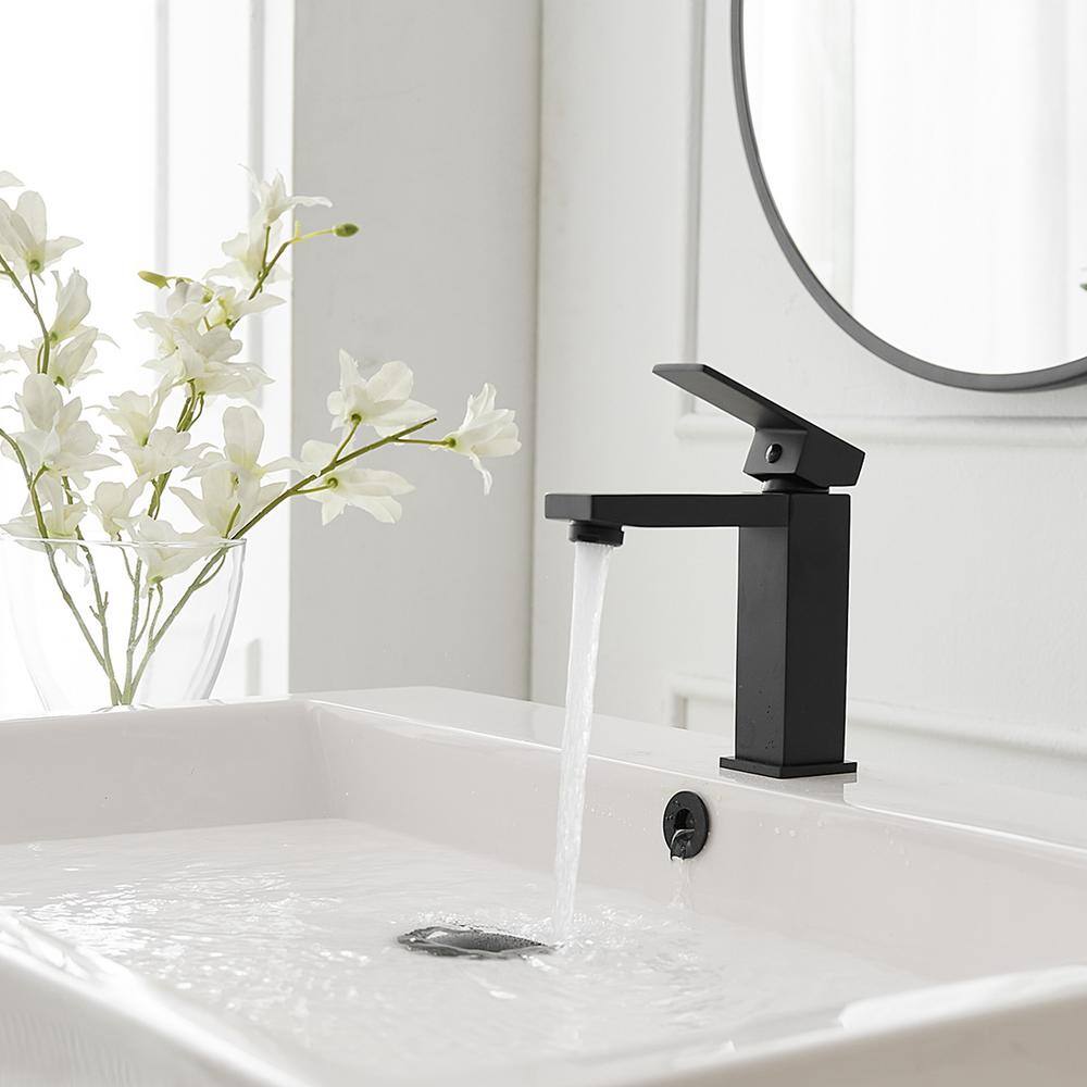 Matte Black Stainless Steel Single-Handle Bathroom Faucet
