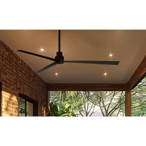 Simple 65 in. Indoor/Outdoor 6-Fan Speeds Ceiling Fan in Black with Remote Control