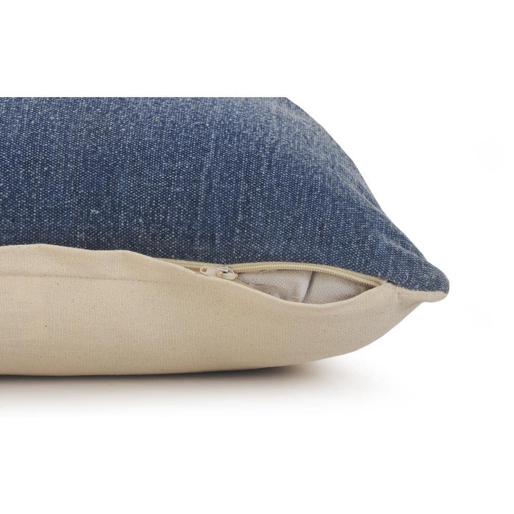 Dusty Blue and White Tufted Stripe Square Throw Pillow, 20" x 20"