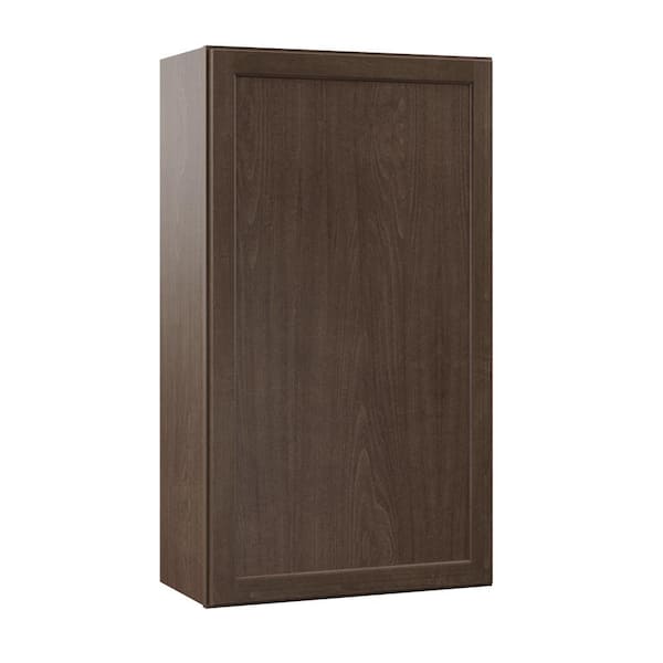 Hampton Bay Shaker 24 in. W x 12 in. D x 42 in. H Assembled Wall Kitchen Cabinet in Brindle