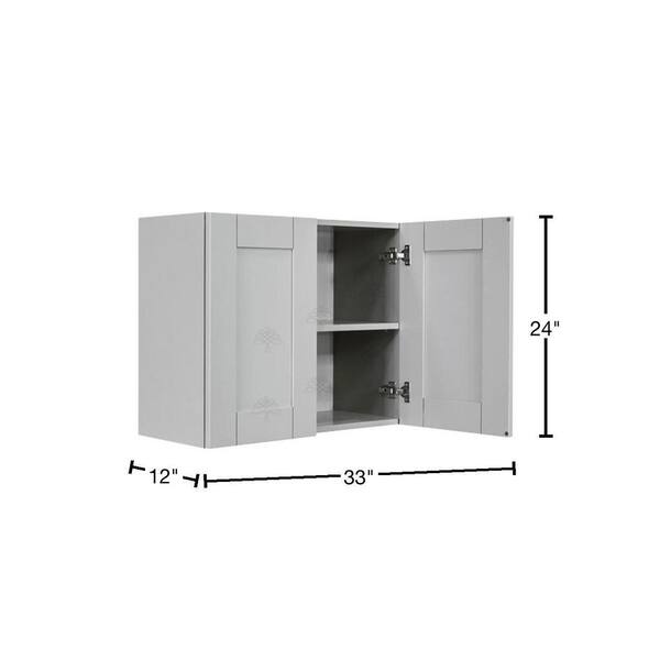 LIFEART CABINETRY Anchester Assembled 36x12x24 in. Wall Cabinet with 2 Doors no Shelf in Light Gray