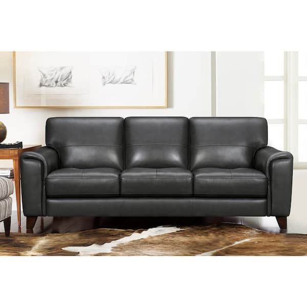 Armen Living Bergen 87 In Pewter Leather Square Arm Sofa Lcbe3pw The Home Depot Pewter Leather Square Arm Sofa Lcbe3pw, Square Arm Leather Sofa