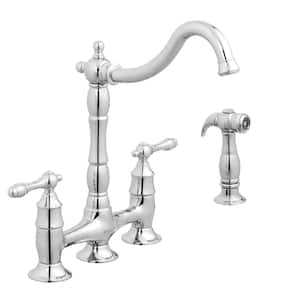 Lyndhurst 2-Handle Bridge Kitchen Faucet with Side Sprayer in Chrome