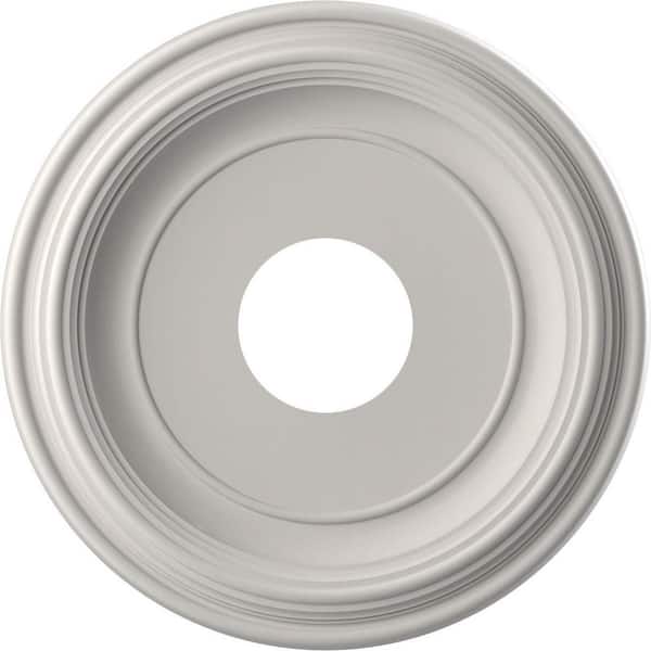 Traditional 13 in. O.D. x 3-1/2 in. I.D. x 1-1/4 in. P Thermoformed PVC Ceiling Medallion UltraCover Satin Blossom White