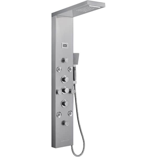 16 GAUGE SINKS Roxy 10.5 in. W 3 Jet Shower Tower in Silver 16GS-36265