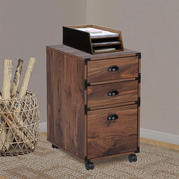 SAINT BIRCH Bombay Walnut 3-Drawer Lateral File Cabinet