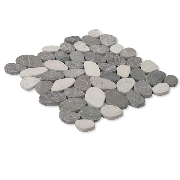 Sliced Pebble Earl Grey 4 in. x 6 in. Mosaic Tile Sample