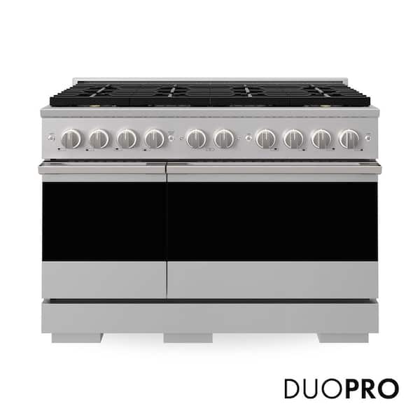 ZLINE 48 in. 6.7 cu. ft. Marino Dual Fuel Range with 8 Burner DuoPro Cooktop and Dual Ovens in Stainless Steel (PMDR48)