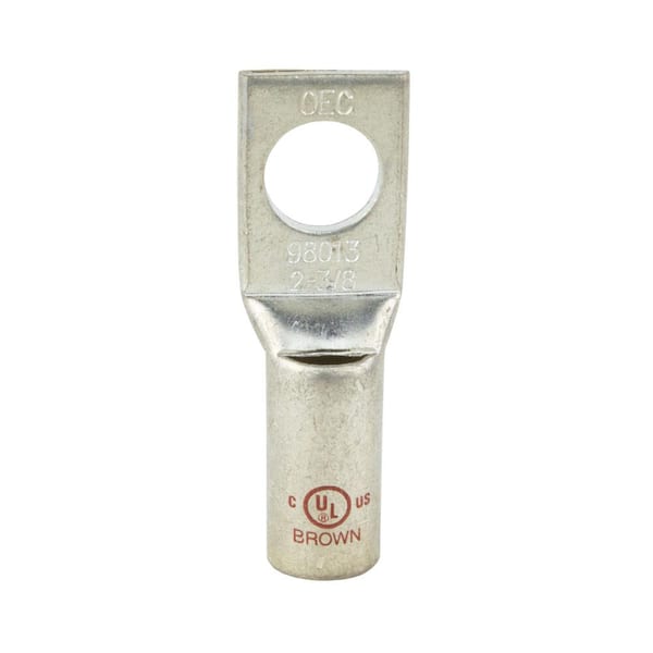 Commercial Electric Copper 1-Hole Straight Short Barrel Compression Lug for #2 Stranded Wire, Brown