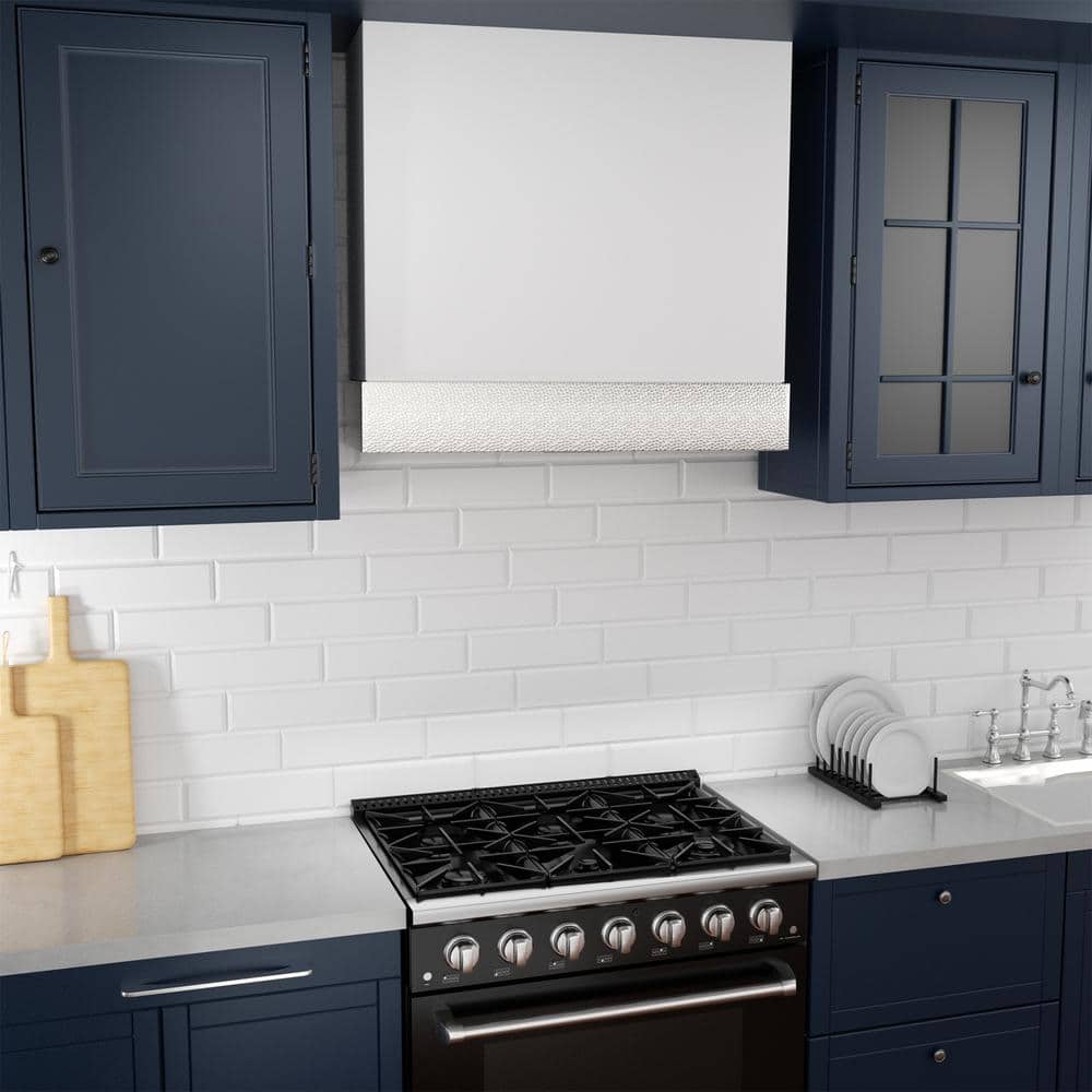 30-Inch White and Copper Wall Mounted Stainless Steel Range Hood
