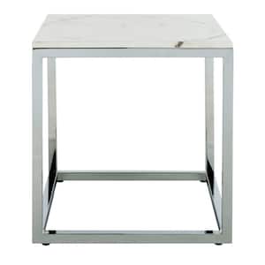 Bethany White/Chrome End Table