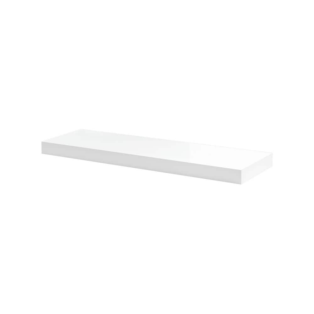 BIG BOY 35.4 in. x 9.8 in. x 2 in. White High Gloss MDF Floating ...