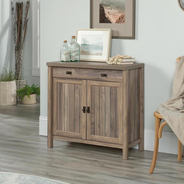 SAUDER Costa Washed Walnut Accent Cabinet with Slat Panel Doors