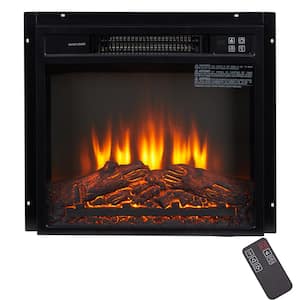 18 in. Electric Fireplace Insert 1400-Watt Heater with Remote Control, Overheating Protection in Black