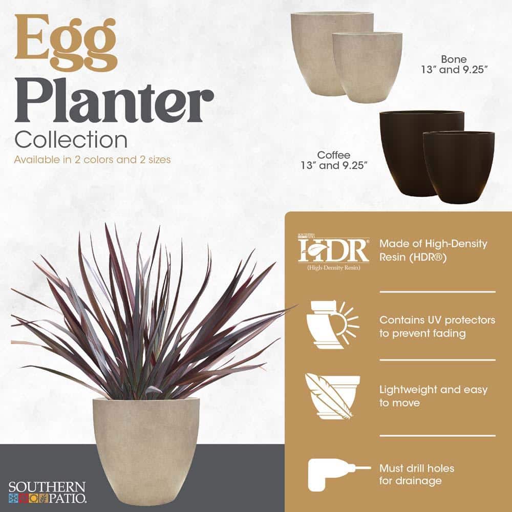 Medium Coffee Resin Egg-Shaped Indoor/Outdoor Planter