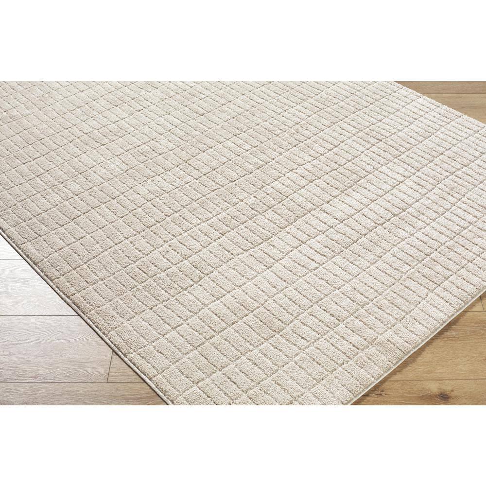 Light Brown Minimalist Striped Polyester Area Rug, 5'3" x 7'