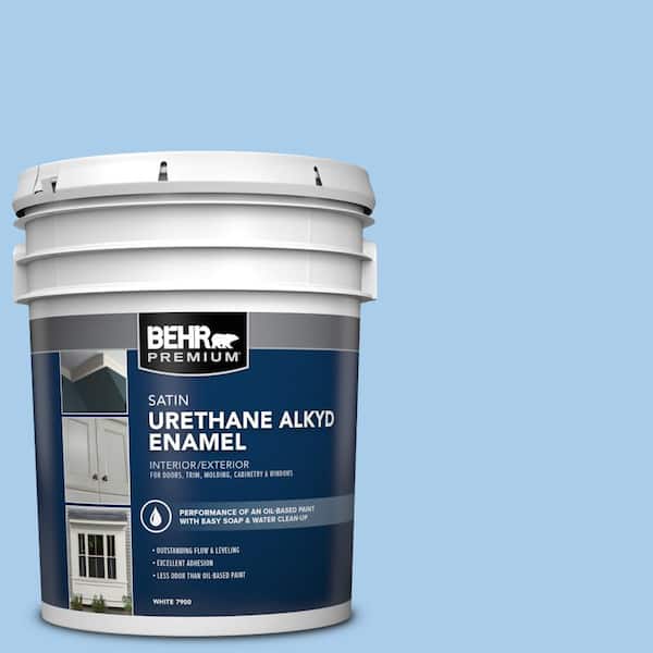 BEHR PREMIUM 5 gal. #P520-2 French Porcelain Urethane Alkyd Satin Enamel Interior/Exterior Paint