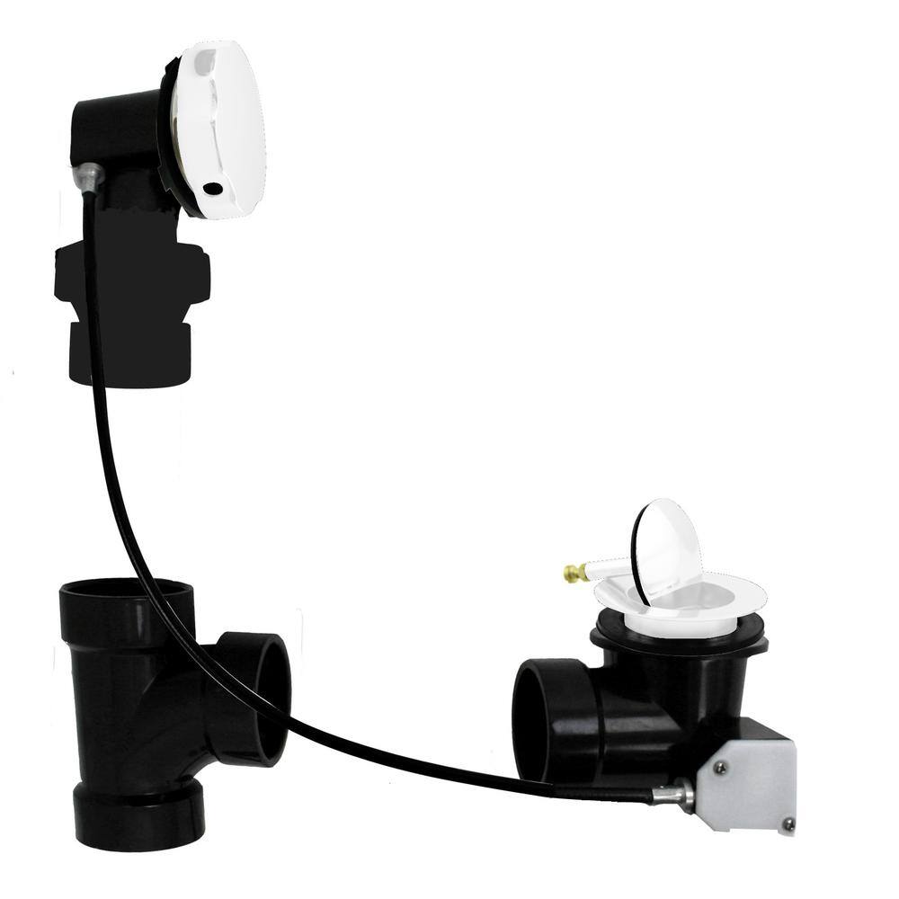 27 in. Cable Drive Bath Drain with Rotary Overflow and Ball Joint Elbow, Pop-Up Stopper - Sch. 40 ABS, Powder Coat White price history on PriceWatchPro