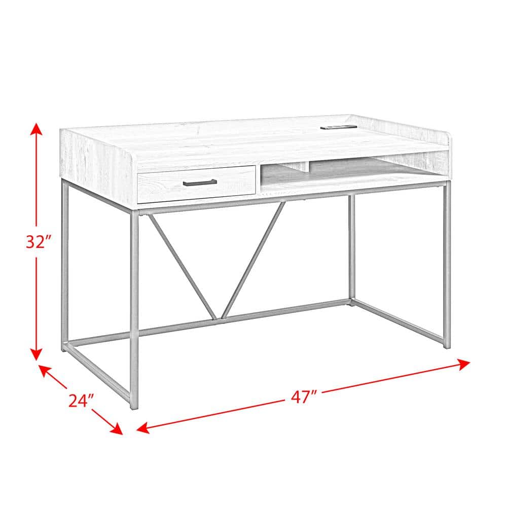 Peyton Industrial Home Office Desk with Drawer and Power Outlet