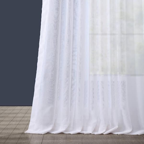 Solid White Sheer Curtains Rod Pocket Simple Voile Organdy Tulle Divider 1 Piece 