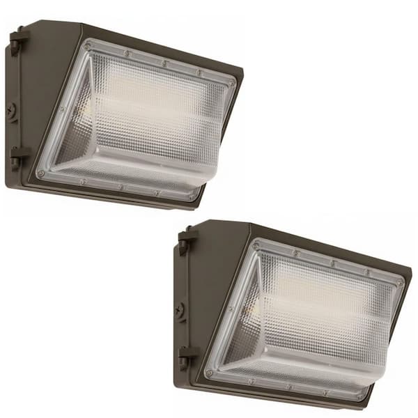 400-Watt Equivalent Integrated LED Selectable 3CCT Bronze Commercial Outdoor Security Wall Pack Light (2-Pack)
