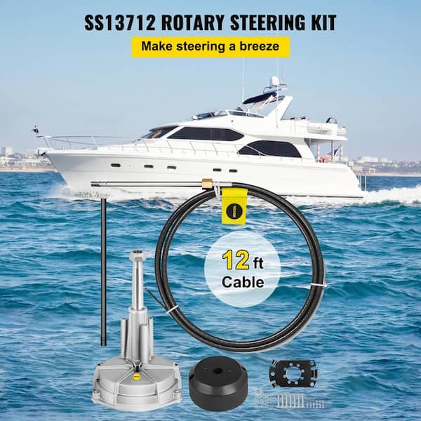 Boat Steering Cables 12 ft. Outboard Rotary Steering Kit 3/4 in. Tapered Shaft Boat Steering Kit for Boats
