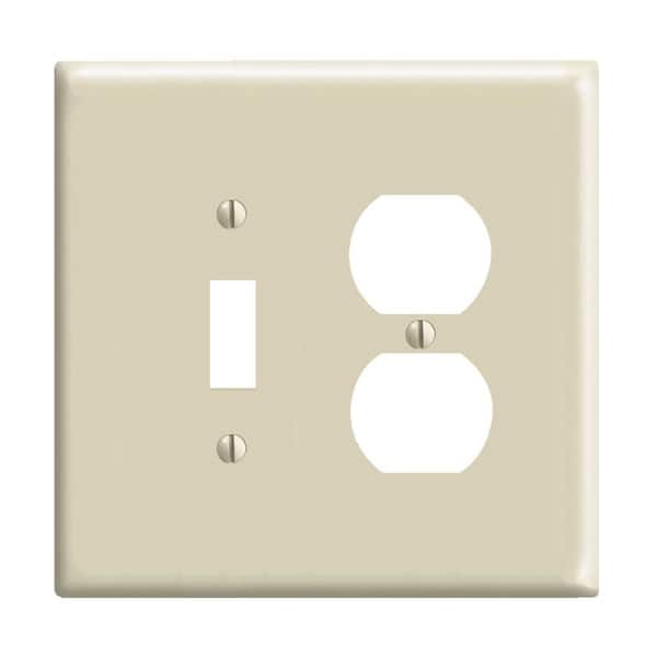 Leviton 2-Gang Midway 1-Toggle 1-Duplex Combination Nylon Wall Plate, Ivory