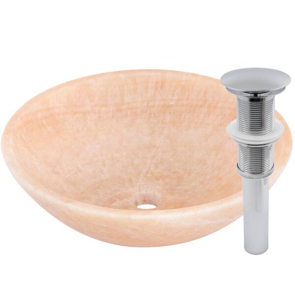 Novatto Stone Bathroom Sink In Honey Onyx Round Vessel Sink With Umbrella Drain In Chrome Nosv Hoch The Home Depot