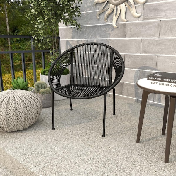 Black plastic wicker outdoor chairs discount