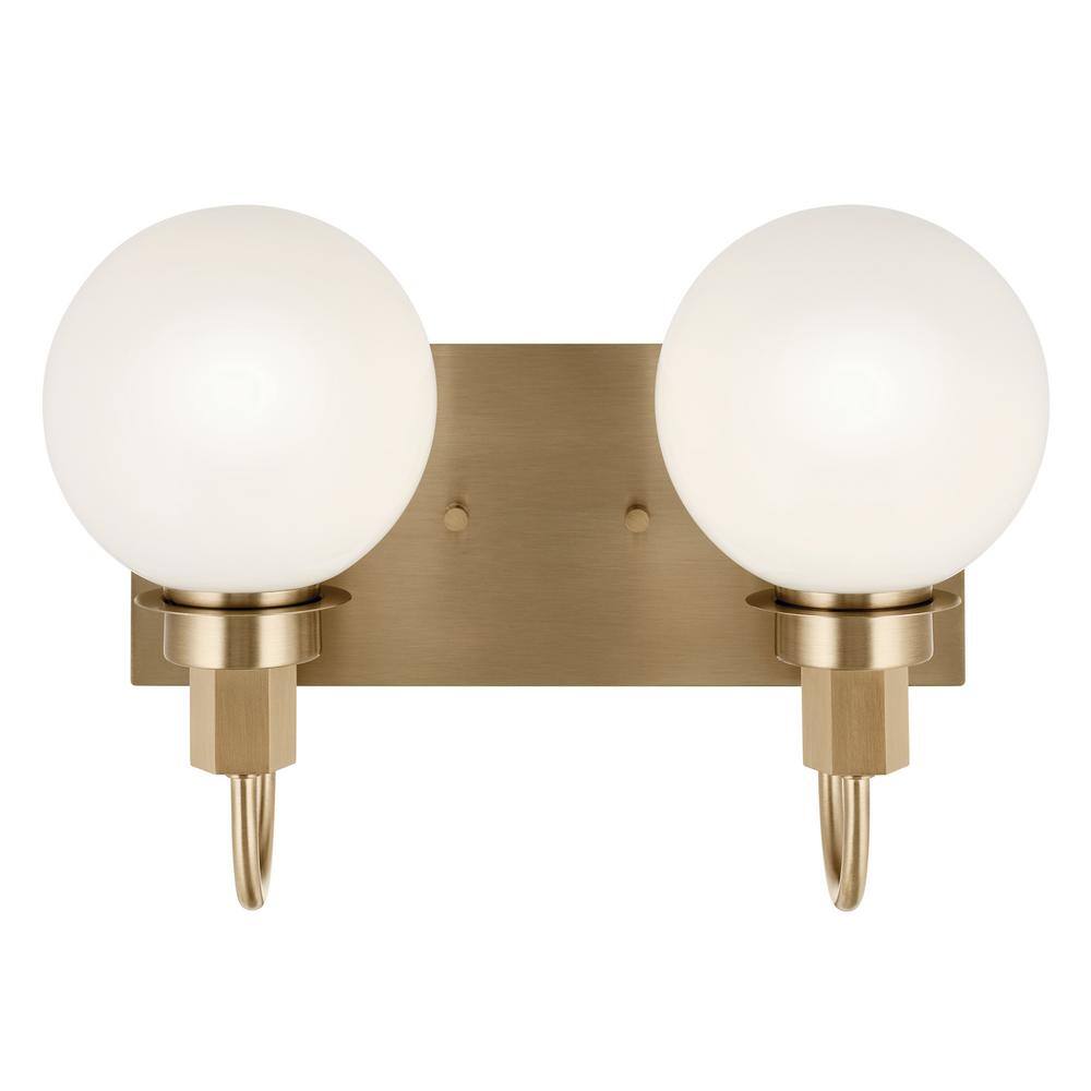 Champagne Bronze 14.25" 2-Light Vanity with Opal Glass