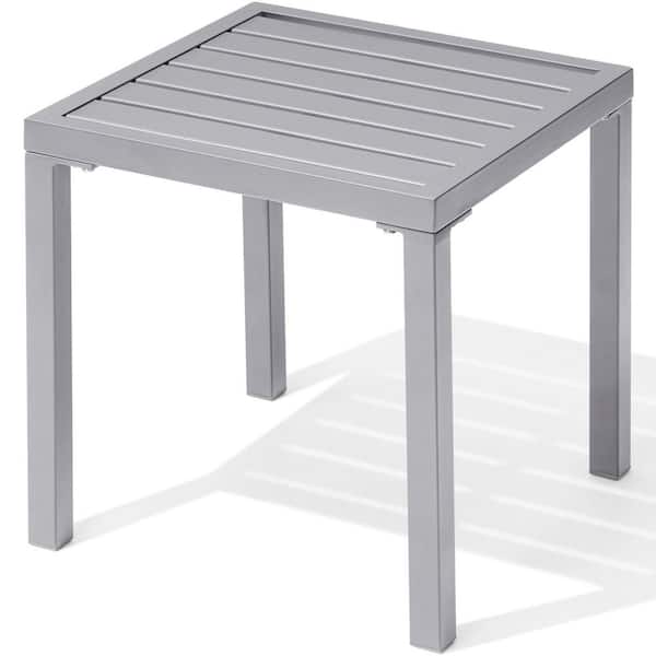 Unbranded 15.7 in. Square Metal Patio Outdoor Side Table in Gray (1-Pack)