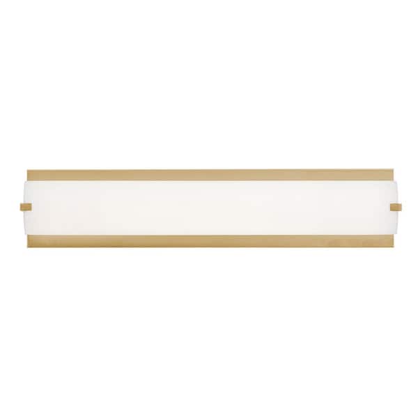 Axel 48 in. 1-Light Satin Brass LED Vanity Light Bar with White Acrylic Shade