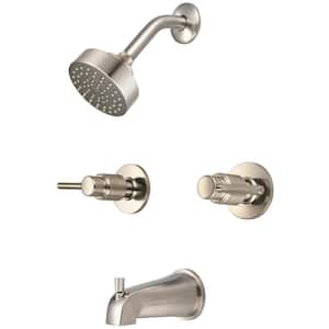 8997-M1-BN Double Handle 1-Spray Tub and Shower Faucet 1.75 GPM in. Brushed Nickel Valve Included