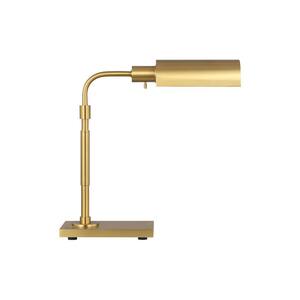 Kenyon 19.125 in. W x 19.25 in. H 1-Light Burnished Brass Dimmable Standard Floor Lamp with Steel Shade