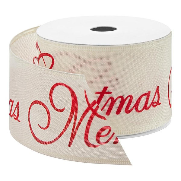 2.5 in. x 10 yds.Red and White Christmas Ribbon