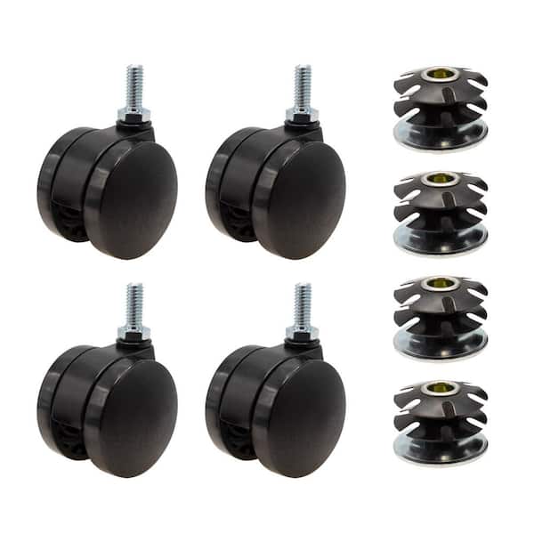 Outwater 2 in. Black Furniture Swivel Caster with 440 lbs. Load Rating for 1-1/2 in. Round, 16 up to 18 gauge tubing (4-Pack)