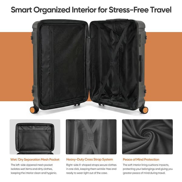 HIKOLAYAE 3 Piece Dark Grey ABS Unbreakable Hardside Spinner