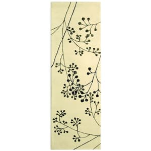 Soho Ivory/Grey 3 ft. x 10 ft. Floral Runner Rug