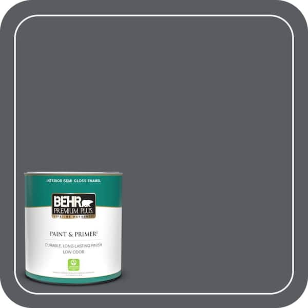 BEHR PREMIUM PLUS 1 qt. #PPU18-02 Pencil Point Semi-Gloss Enamel Low Odor Interior Paint & Primer