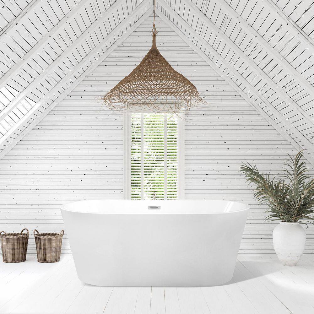 Cielo 67.3'' White Freestanding Acrylic Bathtub