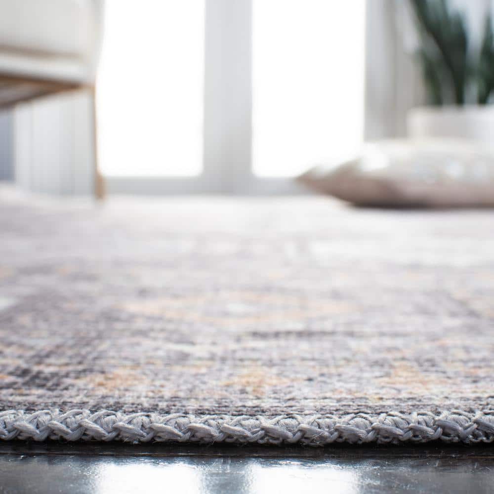 Serapi Gray and Beige Square Washable Synthetic Area Rug