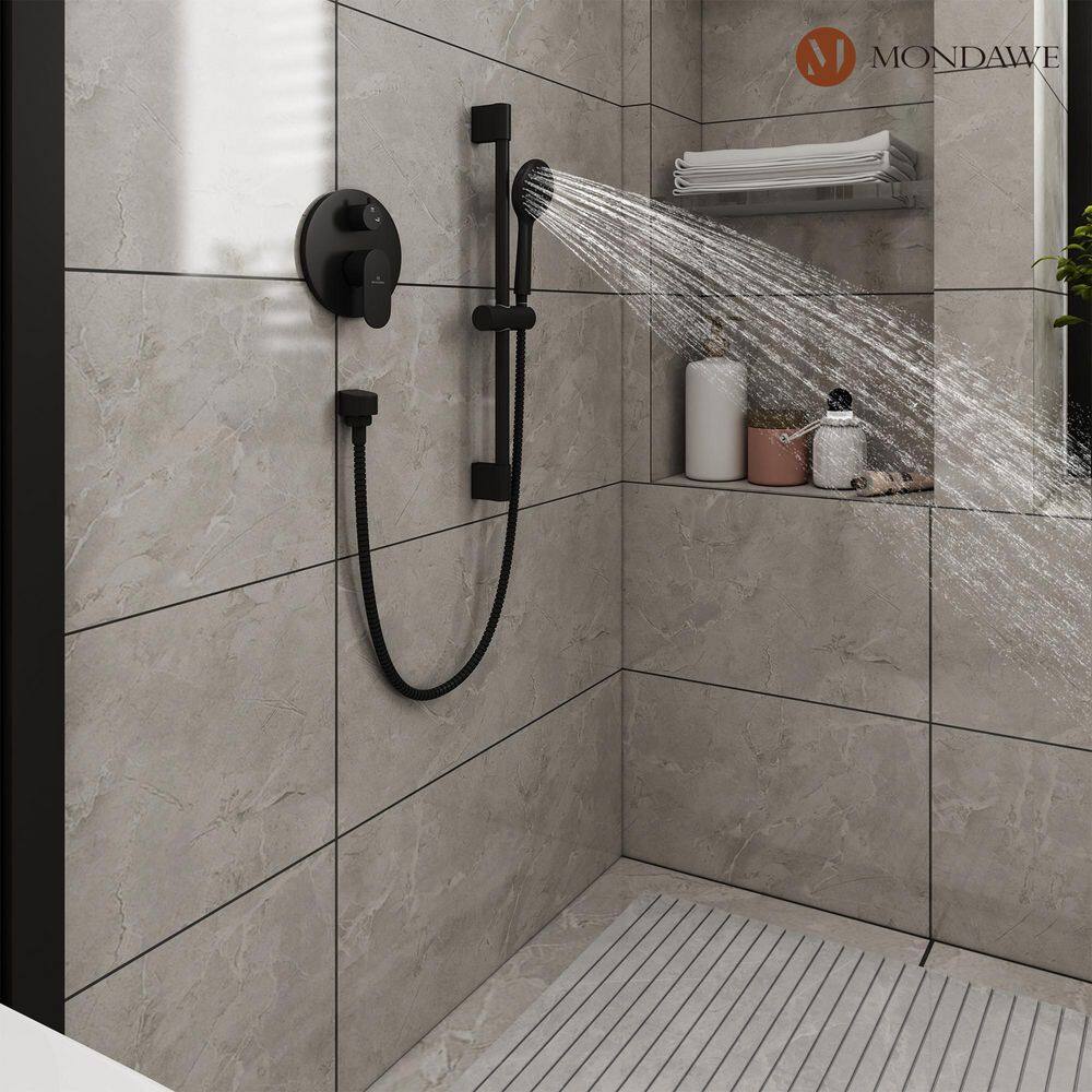 Matte Black Adjustable Rain Shower System with Handheld