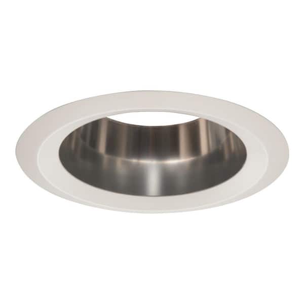 HALO E26 6 in. Series Clear Recessed Ceiling Light Fixture Trim with Specular Reflector and Self Flanged White Ring Overlay