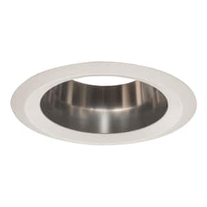 E26 6 in. Series Clear Recessed Ceiling Light Fixture Trim with Specular Reflector and Self Flanged White Ring Overlay